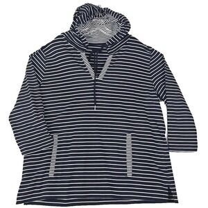 Princess Cruises ~Woman Size XXL~ Blue/White Striped Hoodie Cotton Top.